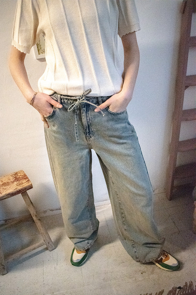 Numph Brooklyn HR Light Tinted Blue Wide Denim Jeans - The Mercantile London