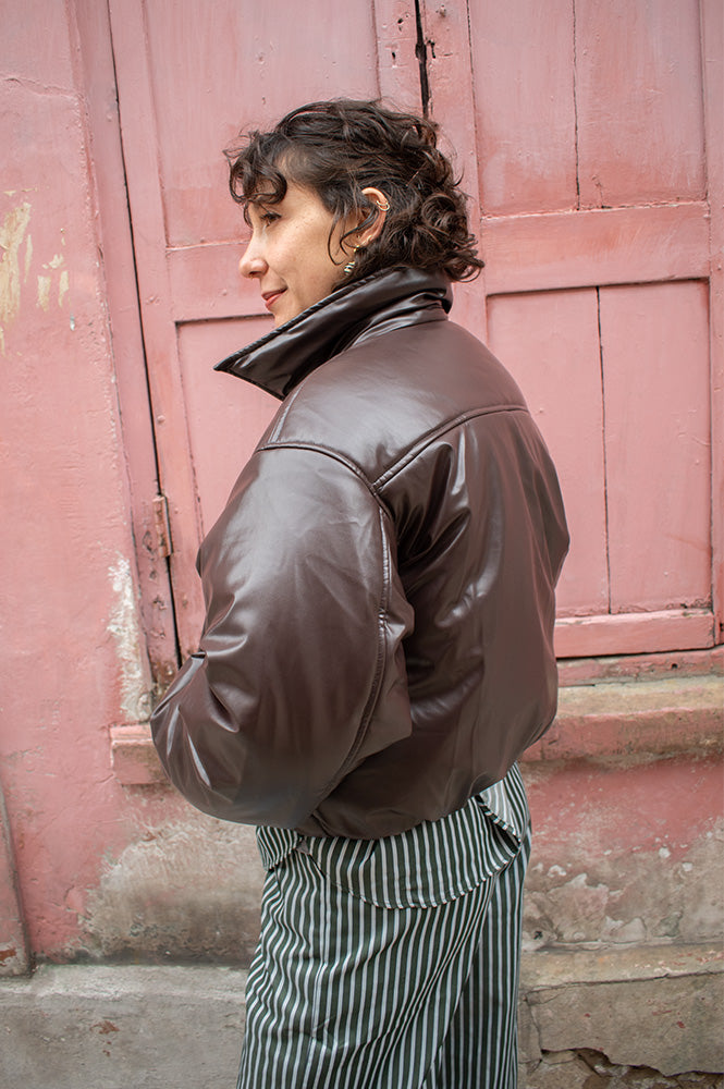 Object Cleo Seal Brown Cropped Puffer Jacket - The Mercantile London