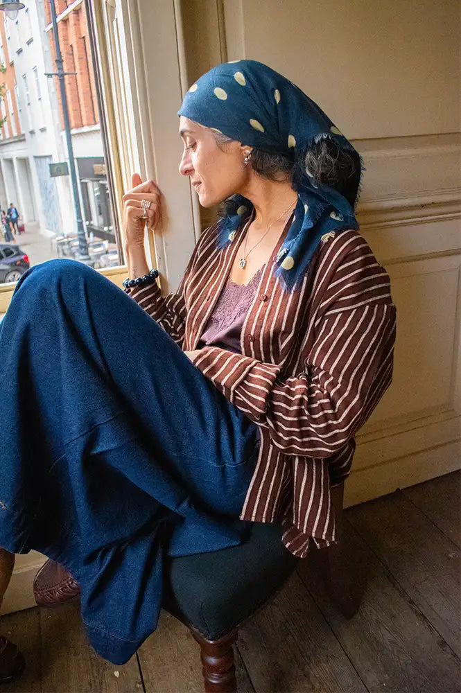 Thinking Mu O'Hara Brown Manuela Brushed Stripe Shirt