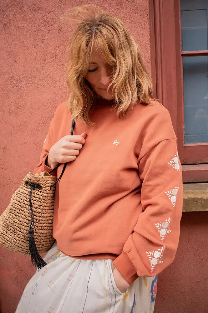 A.P Brown Floral Embroidered Sweatshirt - The Mercantile London