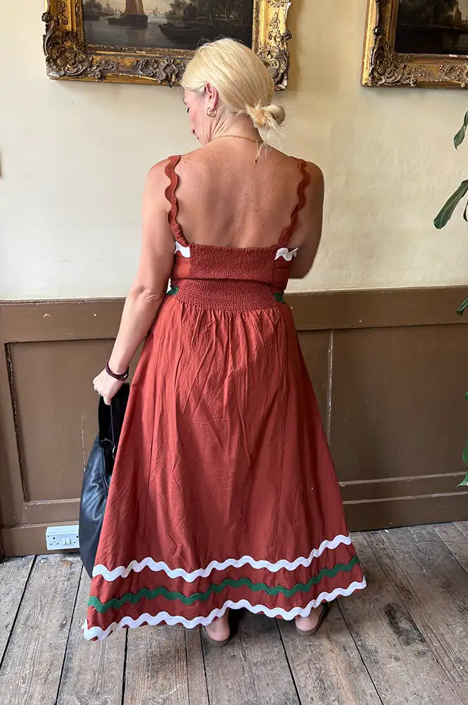 An'ge Ovalentin Brown Ric Rac Dress