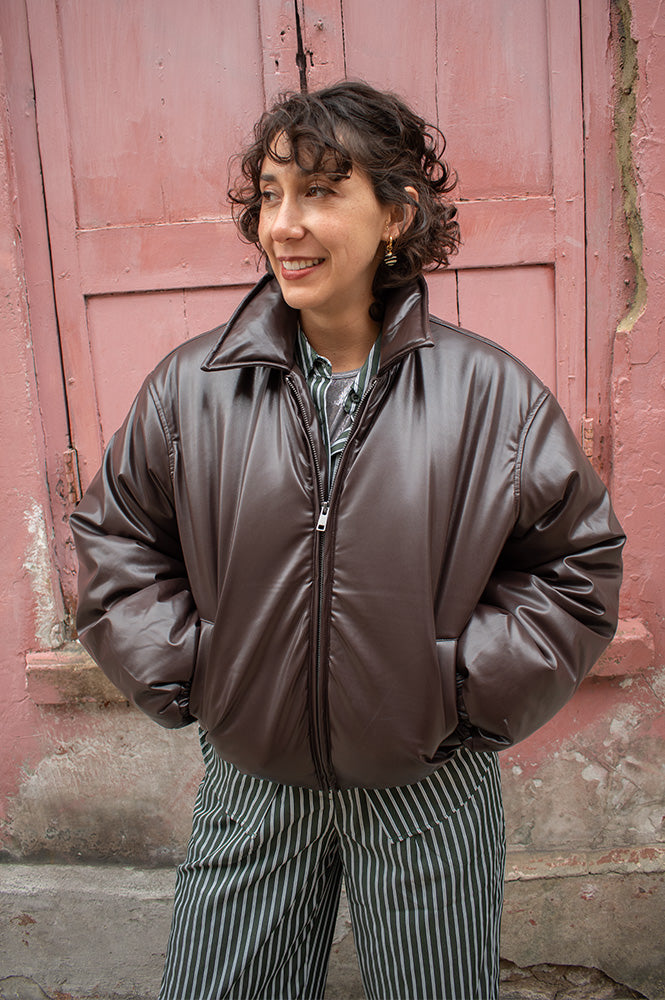 Object Cleo Seal Brown Cropped Puffer Jacket - The Mercantile London