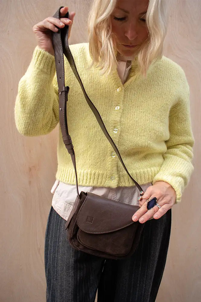 Biba Blunt Brown Leather & Suede Crossbody Bag