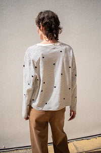 Des Petits Hauts Josephine White & Black Striped Long Sleeve T-Shirt