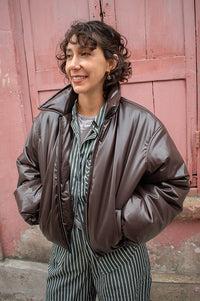 Object Cleo Seal Brown Cropped Puffer Jacket - The Mercantile London