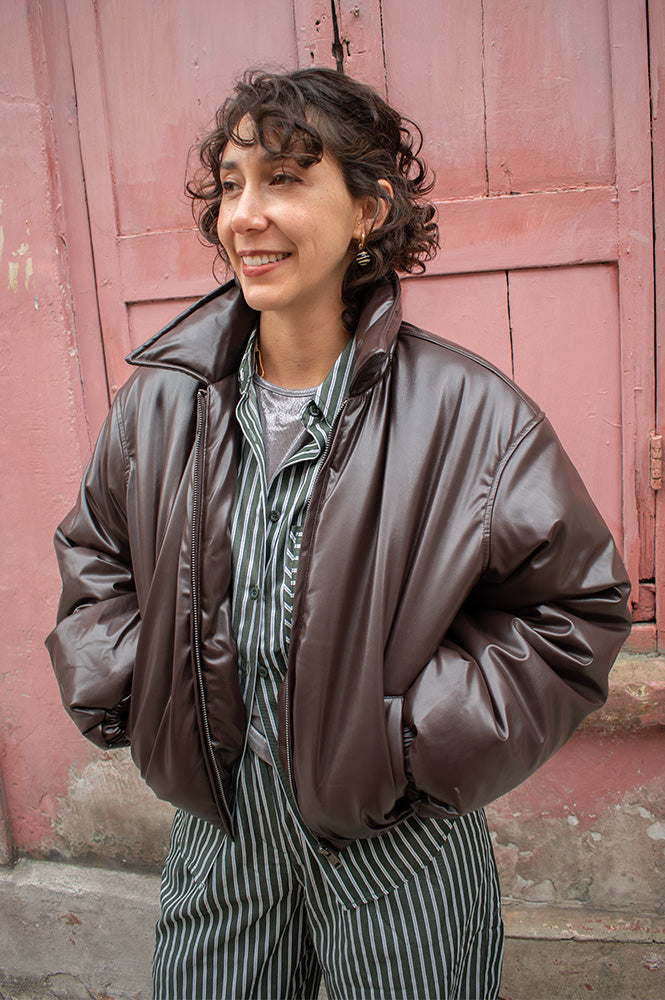 Object Cleo Seal Brown Cropped Puffer Jacket - The Mercantile London