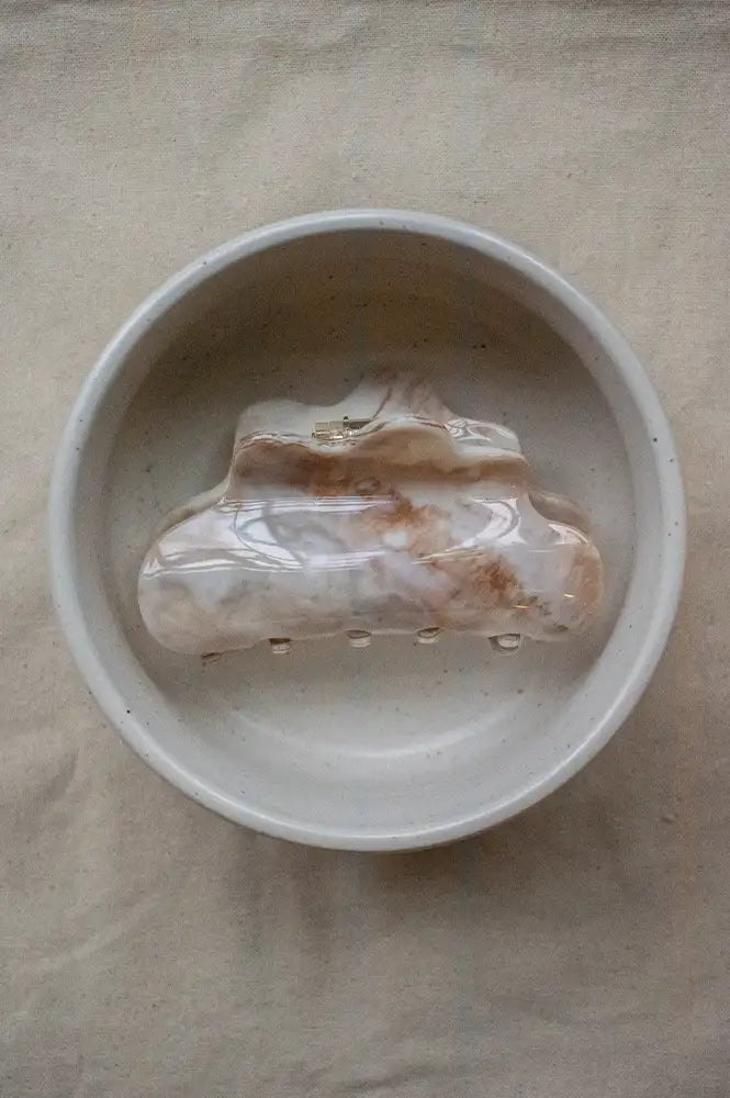 Tiepology Eco Cloud Cream Marble Claw Clip - The Mercantile London