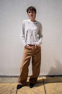 Des Petits Hauts Josephine White & Black Striped Long Sleeve T-Shirt