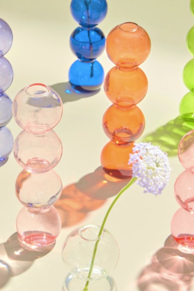 Ivore Bubble Shape Blue Glass Vase - The Mercantile London