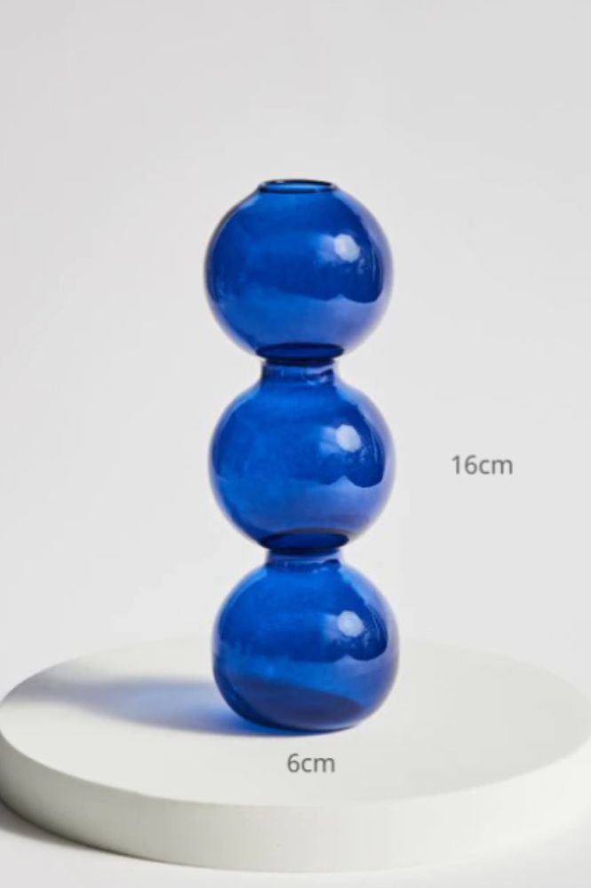 Ivore Bubble Shape Blue Glass Vase - The Mercantile London