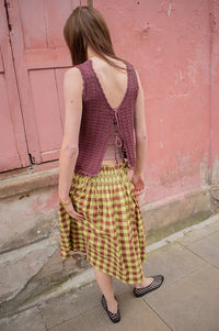 ICHI Dosia Vineyard Wine Knitted Tie Top - The Mercantile London