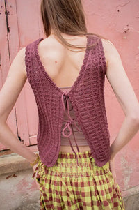 ICHI Dosia Vineyard Wine Knitted Tie Top - The Mercantile London