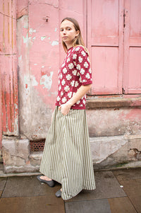 Yerse Cream & Maroon Crochet Top