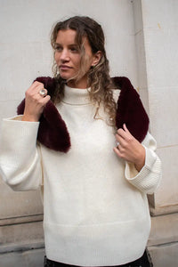 Nooki Cate Burgundy Faux Fur Scarf - The Mercantile London