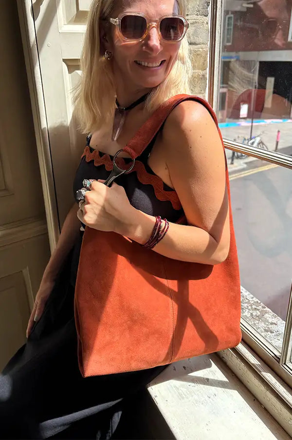 Biba Jackpot Rust Suede Shoulder Bag