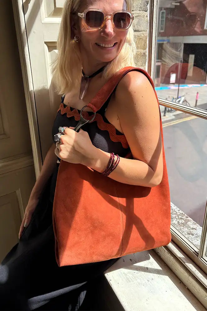 Biba Jackpot Rust Suede Shoulder Bag