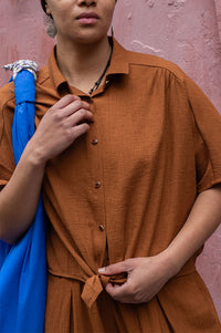Sessùn Alfassa Caramel Tie Shirt - The Mercantile London