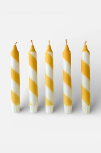 Florrie & Wren Butter Yellow Stripe Hand Dipped Candles  - The Mercantile London