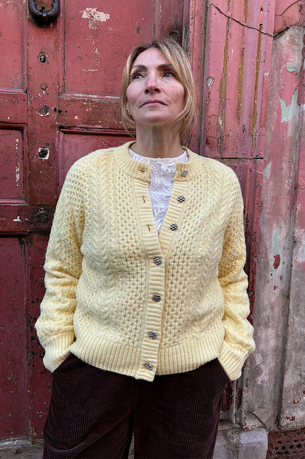 Object Debbie Sunlight Cable Knit Cardigan - The Mercantile London