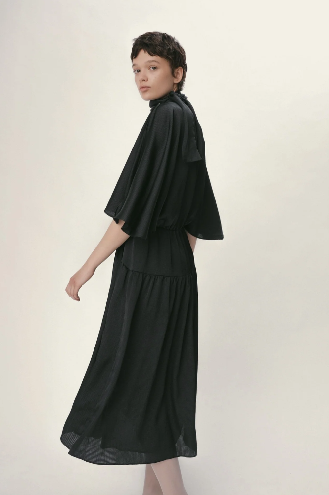 Stella Nova Butterfly Sleeved Black Dress - The Mercantile London