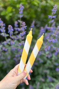 Florrie & Wren Butter Yellow Stripe Hand Dipped Candles  - The Mercantile London