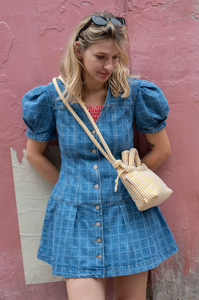 Damson Madder Adeline Shell Laser Check Mini Dress - The Mercantile London