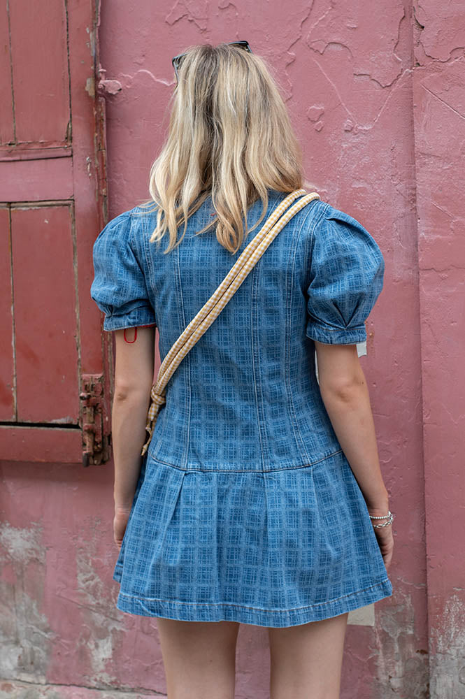 Damson Madder Adeline Shell Laser Check Mini Dress - The Mercantile London