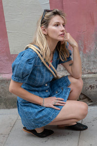 Damson Madder Adeline Shell Laser Check Mini Dress - The Mercantile London