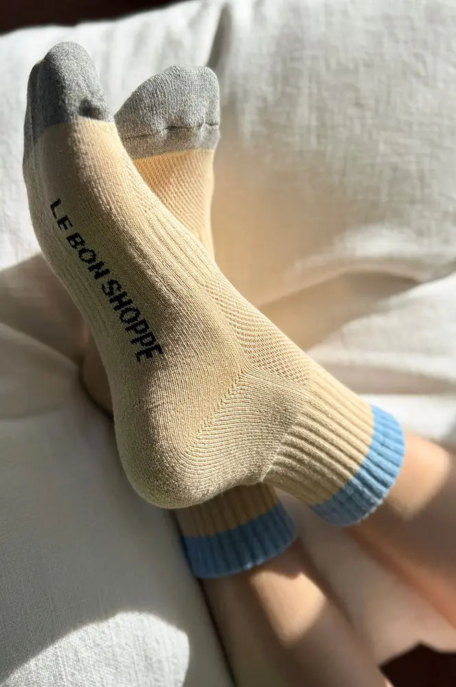 Le Bon Shoppe Girlfriend Colour Block Yellow Blue Socks - The Mercantile London