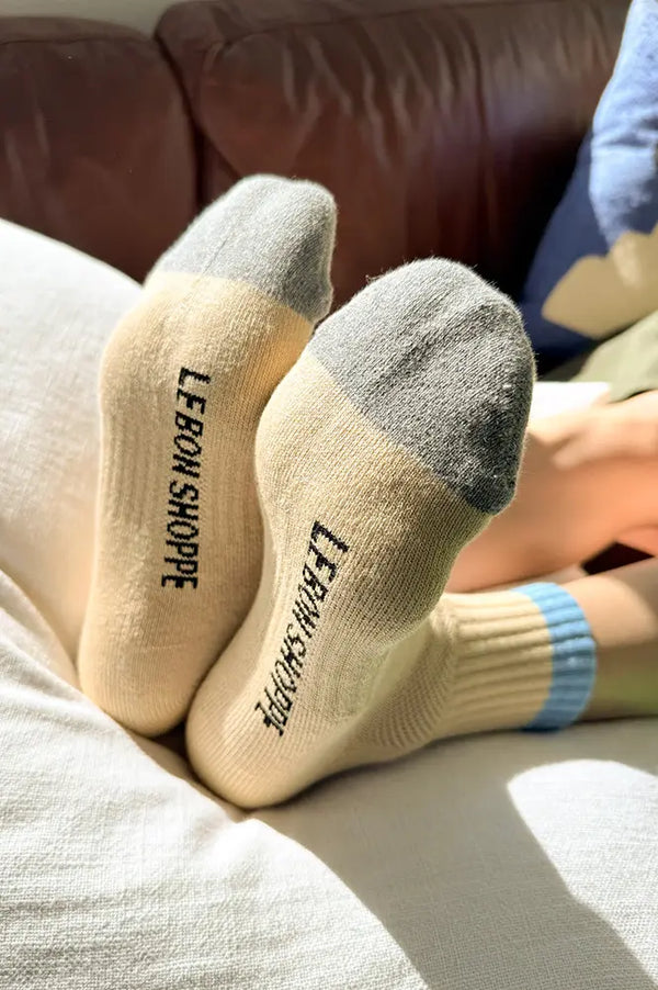 Le Bon Shoppe Girlfriend Colour Block Yellow Blue Socks - The Mercantile London