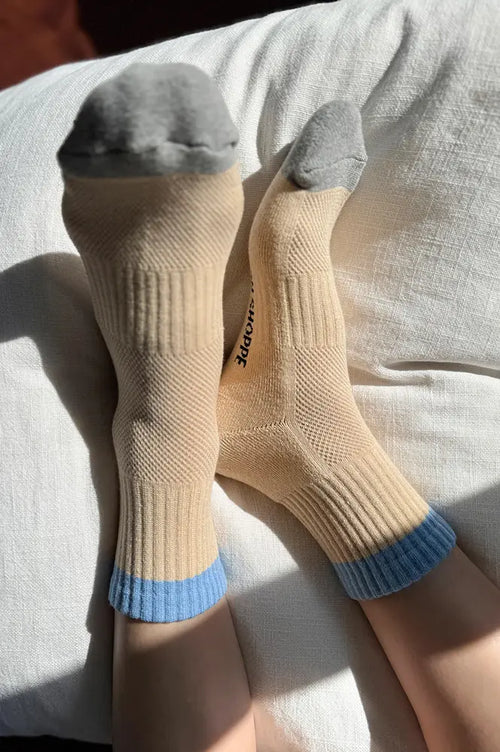 Le Bon Shoppe Girlfriend Colour Block Yellow Blue Socks - The Mercantile London