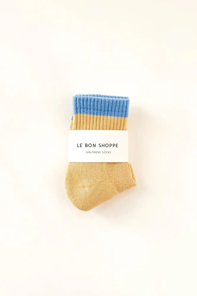 Le Bon Shoppe Girlfriend Colour Block Yellow Blue Socks - The Mercantile London