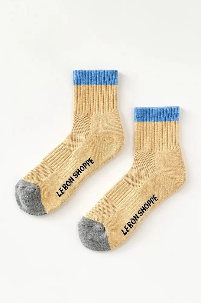 Le Bon Shoppe Girlfriend Colour Block Yellow Blue Socks - The Mercantile London
