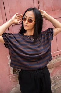By-Bar Merle Coffee Bean Stripe Top
