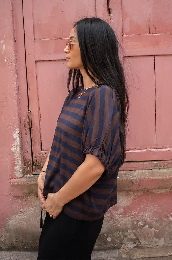By-Bar Merle Coffee Bean Stripe Top