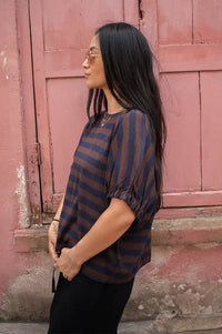 By-Bar Merle Coffee Bean Stripe Top