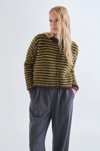 Compania Fantastica Brown & Green Striped Cardigan