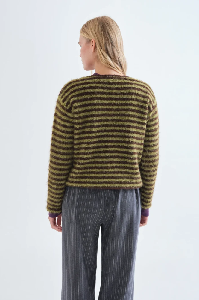 Compania Fantastica Brown & Green Striped Cardigan