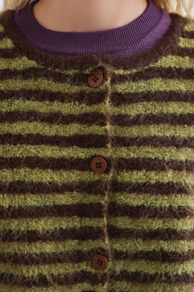 Compania Fantastica Brown & Green Striped Cardigan
