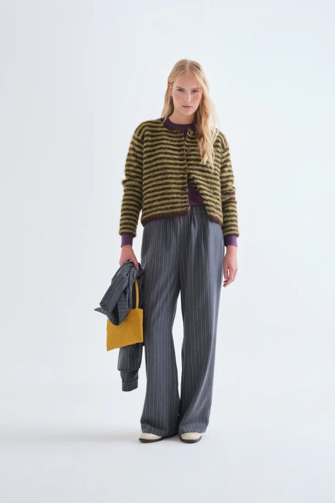 Compania Fantastica Brown & Green Striped Cardigan