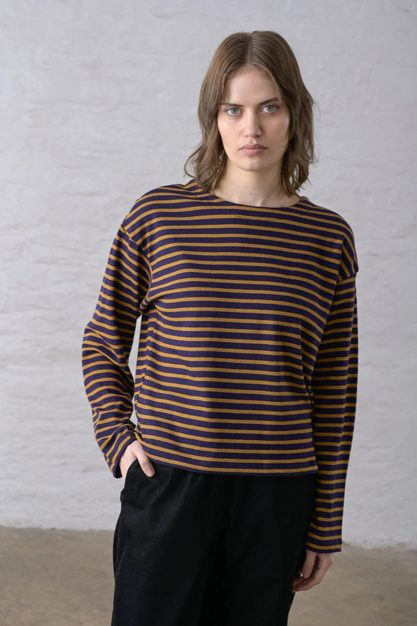 Bibico Zoe Navy & Bronze Striped Top