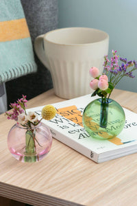Block Design Pink & Green Mini Bubble Glass Vase - The Mercantile London