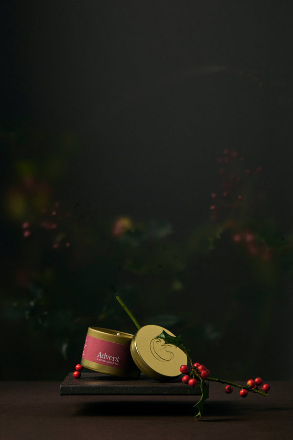 Cedar Advent Small Tin Candle