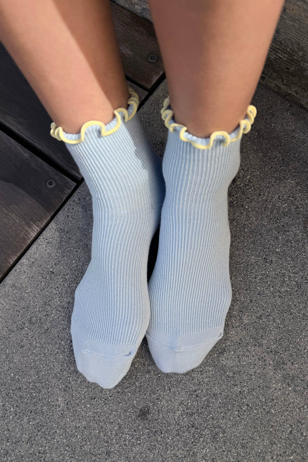 Le Bon Shoppe Petite Ruffled Baby Blue Butter Socks - The Mercantile London