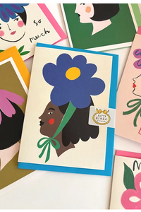 Kitty Kenda Blue Flower Woman Card - The Mercantile London