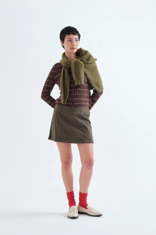 Compania Fantastic Brown Embroidered Flower Cardigan
