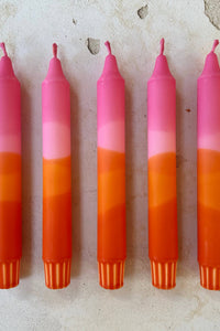 Colourful ‘Sunset’ Hand Dipped Orange & Pink Dinner Candles - The Mercantile London