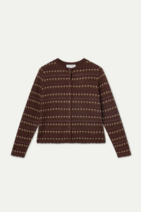 Compania Fantastic Brown Embroidered Flower Cardigan