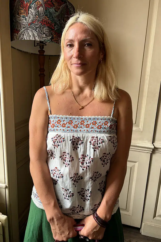 M.A.B.E Stella Ecru And Rust Print Camisole