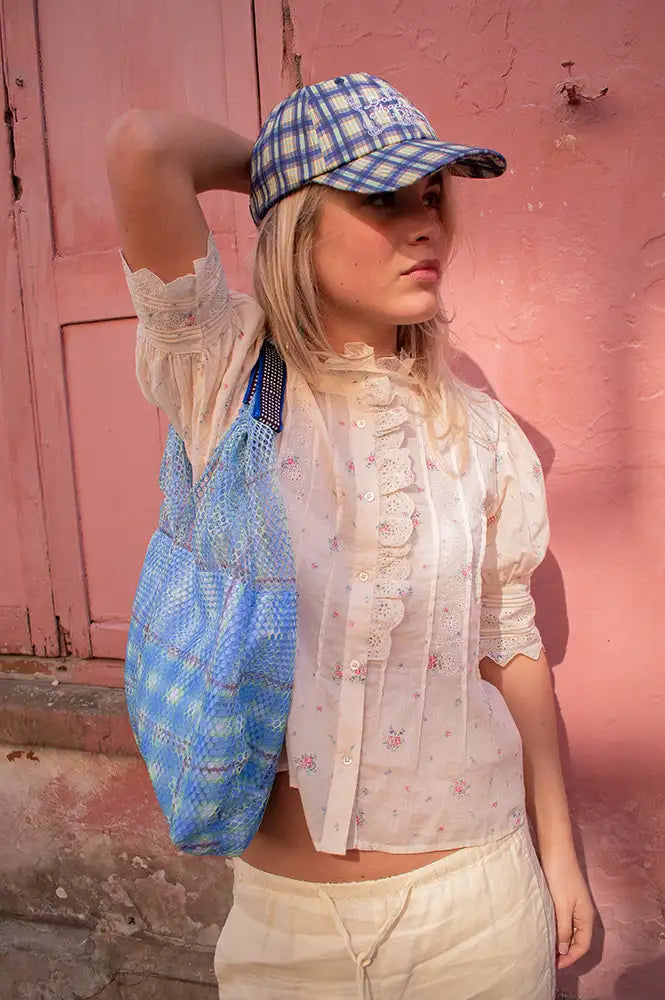 Damson Madder Tomboy Check Cap - The Mercantile London